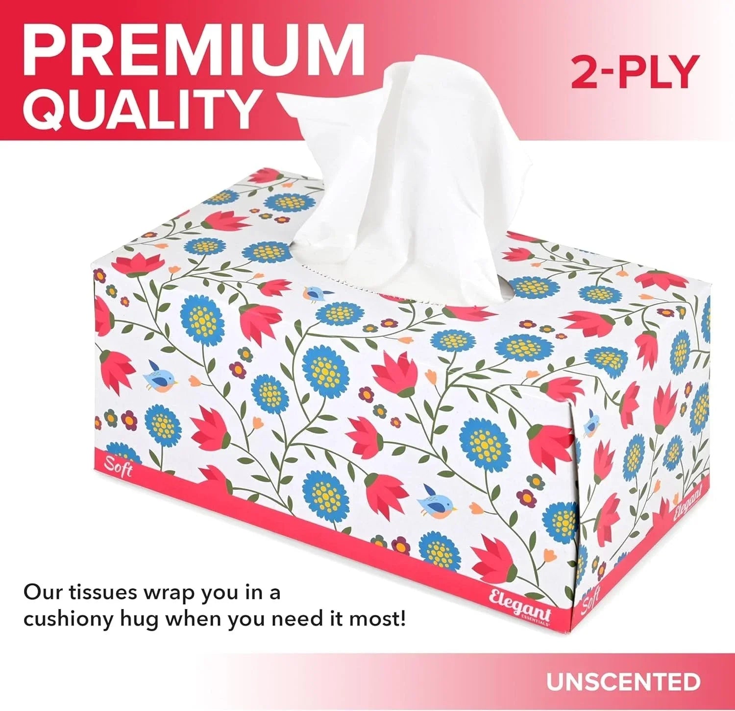 Premium Bulk Tissues, 8 Boxes of 230 Count, 2-Ply Soft Facial Tissues for Off