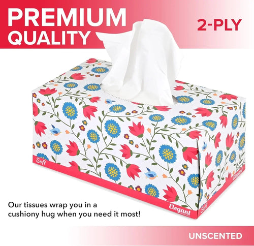 Premium Bulk Tissues, 8 Boxes of 230 Count, 2-Ply Soft Facial Tissues for Off